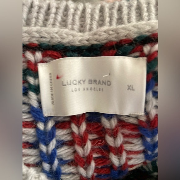 Lucky Brand Men’s Fairisle Crew-Neck Sweater - Multicolored Size XL - Picture 5 of 11